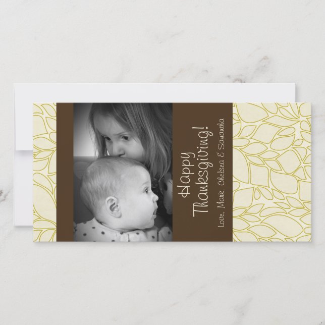 Cartão de Ação de Graças de Folhagem de Árvore de  (Frente)