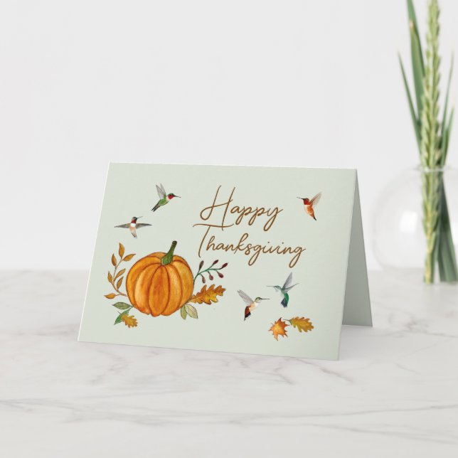 Cartão de Ação de Graças de Hummingbird (Frente)