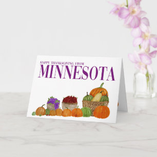 Cartão de Ação de Graças de Minnesota Watercolor P