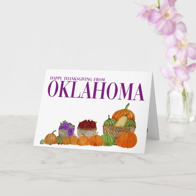 Cartão de Ação de Graças de Oklahoma Watercolor Pu (Orquídea)