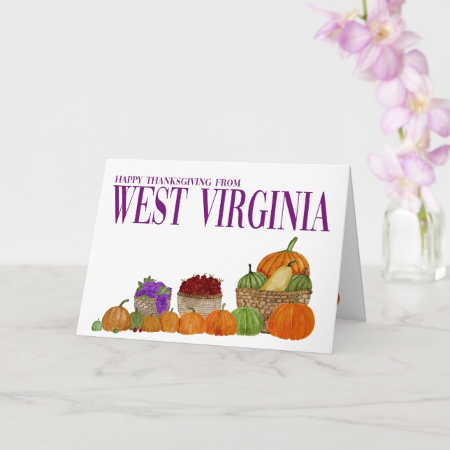 Cartão de Ação de Graças de West Virginia Pumpkins (Orquídea)