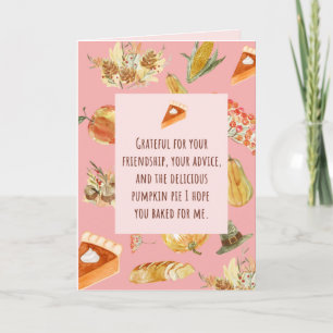 Cartão de Ação de Graças - Engraçado trazer torta