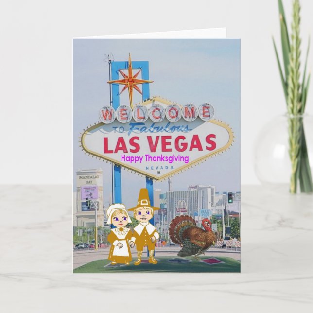 Cartão de Ação de Graças Feliz de Las Vegas e Turq (Frente)