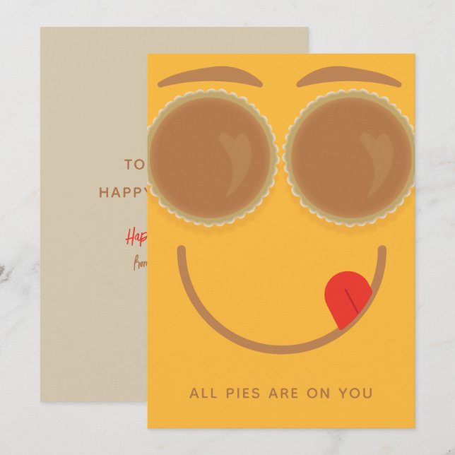 Cartão de Ação de Graças Pie Eyes (Frente/Verso)