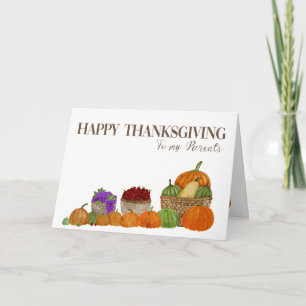 Cartão de Ação de Graças Pumpkins Watercolor Pumpk