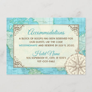 Cartão de Acomodações para Casamento de Viagem