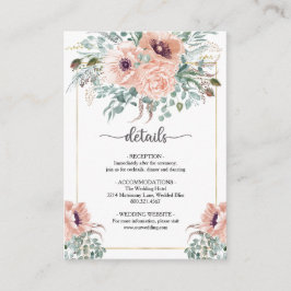 Cartão de Acompanhamento de Casamento Floral Rosa 