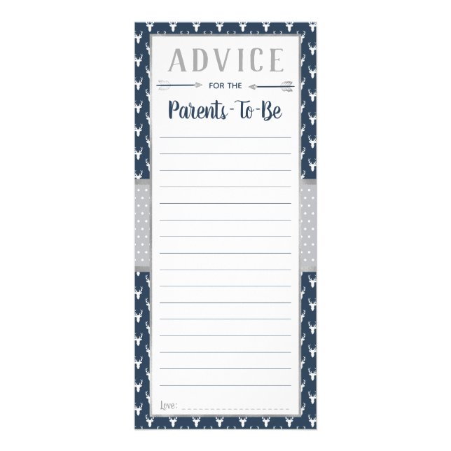 Cartão de Aconselhamento, Chá de fraldas, Marinho, (Frente)