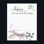 Cartão de Aconselhamento Floral para Lavandas de F<br><div class="desc">Linda Watercolor Flores Selvagens de Verde Suave e Lavanda e Purples. Personalize com os detalhes do evento de forma fácil e rápida,  basta pressionar o botão personalizar. Coordenando floral nas costas. Itens correspondentes para concluir sua coleção de eventos estão disponíveis em nossa loja Zazzle!</div>