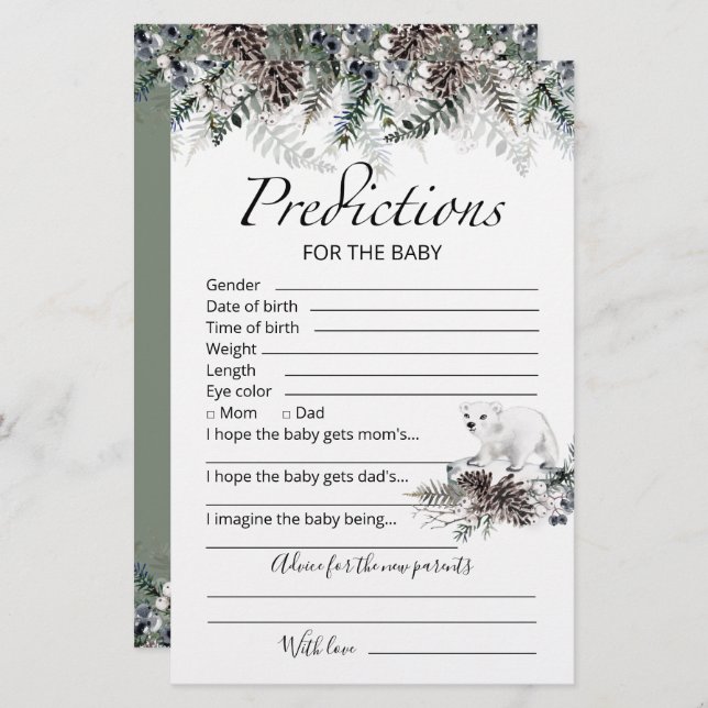 Cartão de aconselhamento para previsões de bebês c (Frente/Verso)