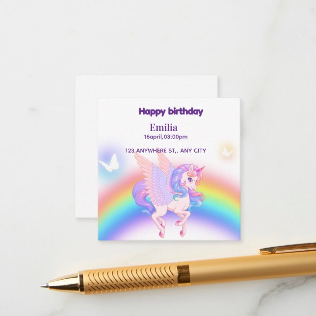 Cartão de Acréscimo de Convite de Aniversário Unic (Frente/Verso In Situ)