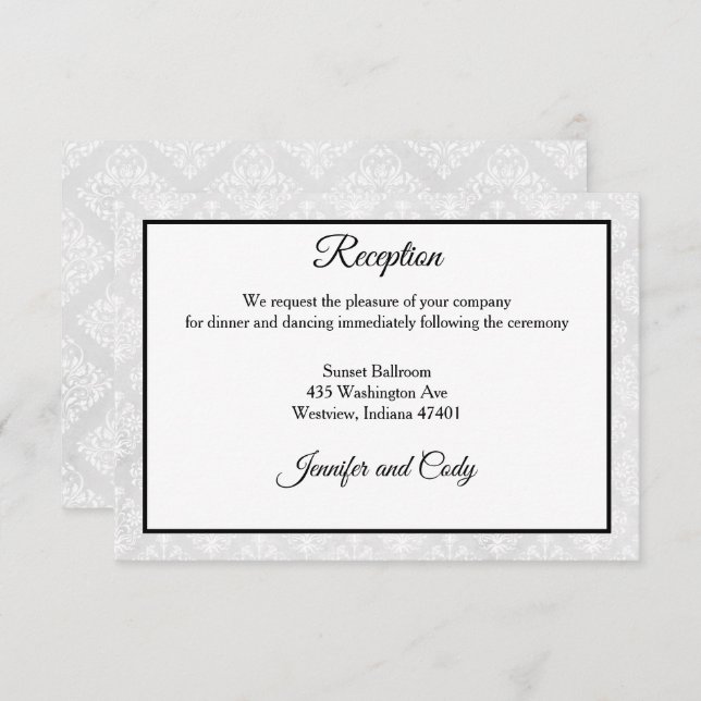 Cartão de Acréscimo para Convite de Casamento Dama (Frente/Verso)