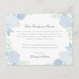 Cartão de Adiamento de Casamento de Florais Blue W