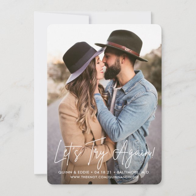 Cartão de Adiamento Vamos Tentar Novamente (Frente)