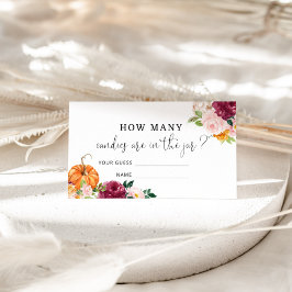 Cartão de adivinhação de abóbora floral com doces