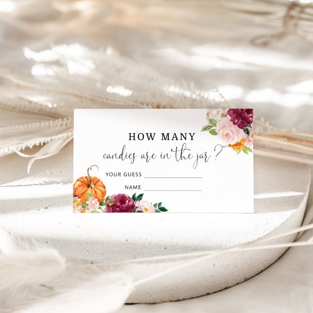 Cartão de adivinhação de abóbora floral com doces (Criador carregado)