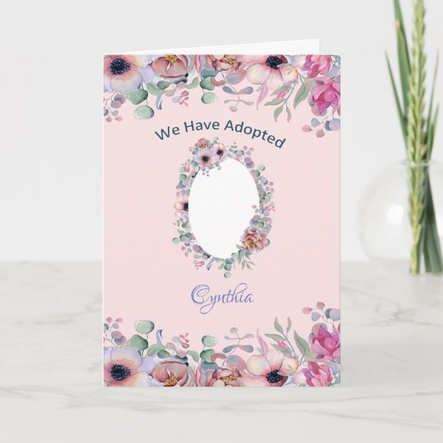 Cartão de Adoção Adicionar Sua Foto Nova Filha (Frente)