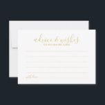 Cartão de Advertência e Desejo Dourados de Script<br><div class="desc">Adicione um toque pessoal ao seu casamento com um moderno conselho de casamento e um cartão de desejos. Este cartão de conselho apresenta o título em ouro, estilo de fonte de caligrafia moderna e detalhes no estilo de fonte dourado sans serif em fundo branco. Perfeito para casamento, chá de fraldas,...</div>