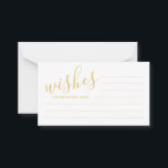 Cartão de Advertência e Desejo Dourados de Script<br><div class="desc">Adicione um toque pessoal ao seu casamento com um moderno guião de ouro e um cartão de desejos e conselhos de casamento brancos. Este cartão de conselho apresenta o título em ouro, estilo de fonte de caligrafia moderna e detalhes no estilo de fonte dourado sans serif em fundo branco. Perfeito...</div>