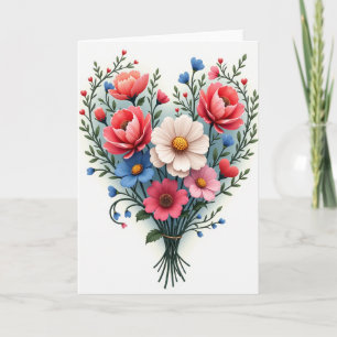 Cartão de Afeto Coração Floral