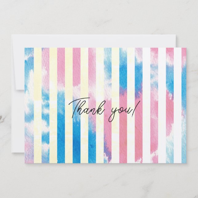 CARTÃO DE AGRADECIMENTO 水彩とストライプ フラット (Frente)