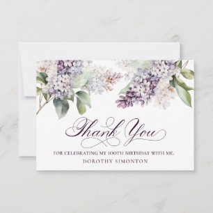 Cartão De Agradecimento 100º Aniversário Flor de Primavera Lilac Roxo