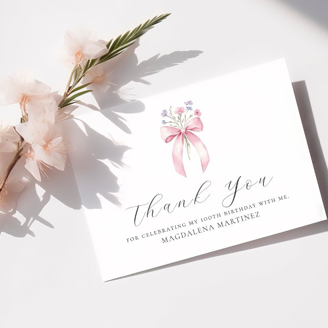 Cartão De Agradecimento 100.º Aniversário, Arco rosa, Flat Personalizado d (Criador carregado)