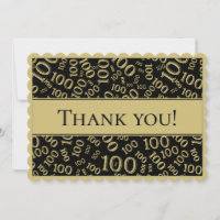 100 "obrigado você!" Teste padrão Dourado e preto