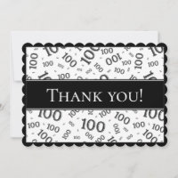 100 "obrigado você!" Teste padrão preto e branco
