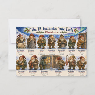 Cartão De Agradecimento 13 Duendes de Natal islandeses Natal reykjavik