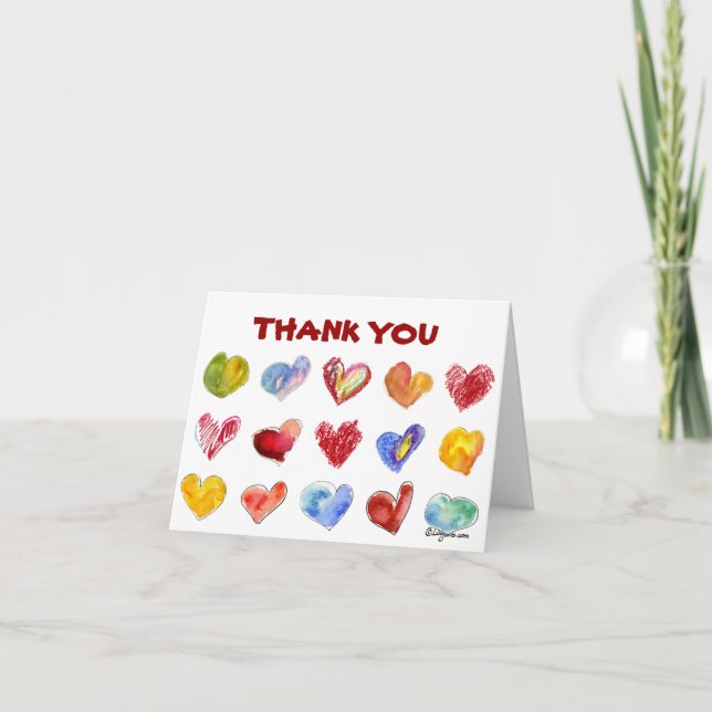 Cartão De Agradecimento 15 Love Hearts Thank You Card (Frente)