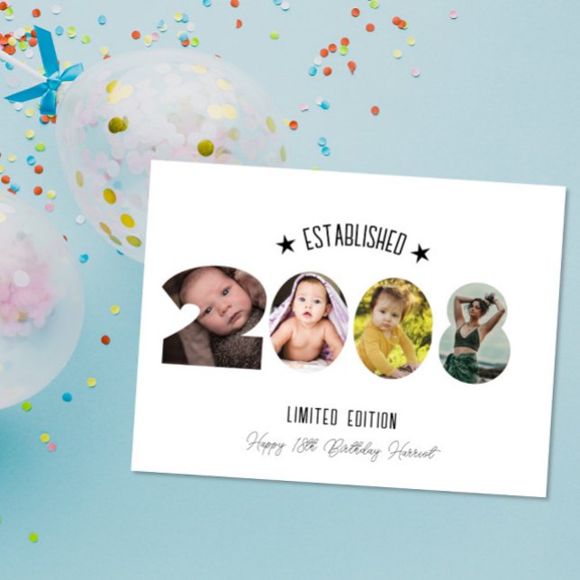 Cartão De Agradecimento 18th birthday Photo Collage established 2008 (Criador carregado)