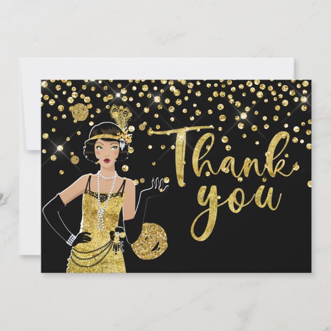 Cartão De Agradecimento 1920 flapper girl  Thank You Card (Frente)