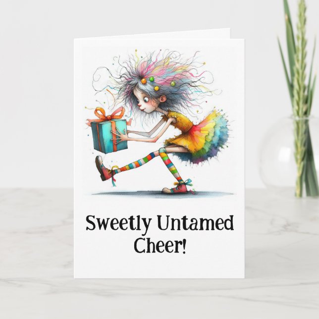 Cartão De Agradecimento * 1 Garota de Natal Colorida AP97 (Frente)