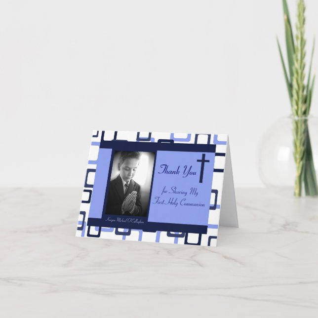 Cartão De Agradecimento 1st Communion Thank You - Boy (Frente)