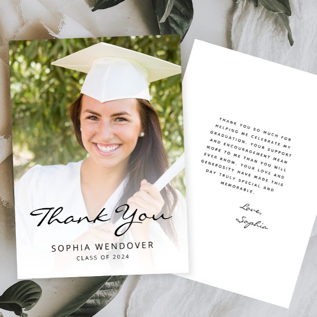 Cartão De Agradecimento 2025 Foto Clássica Branca Preta Moderna (Criador carregado)