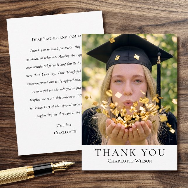 Cartão De Agradecimento 2026 Classic Graduation Thank You Card Photo (Criador carregado)