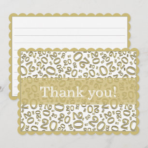 Cartão De Agradecimento 20"Obrigado!" Padrão de Número Dourado/Branco