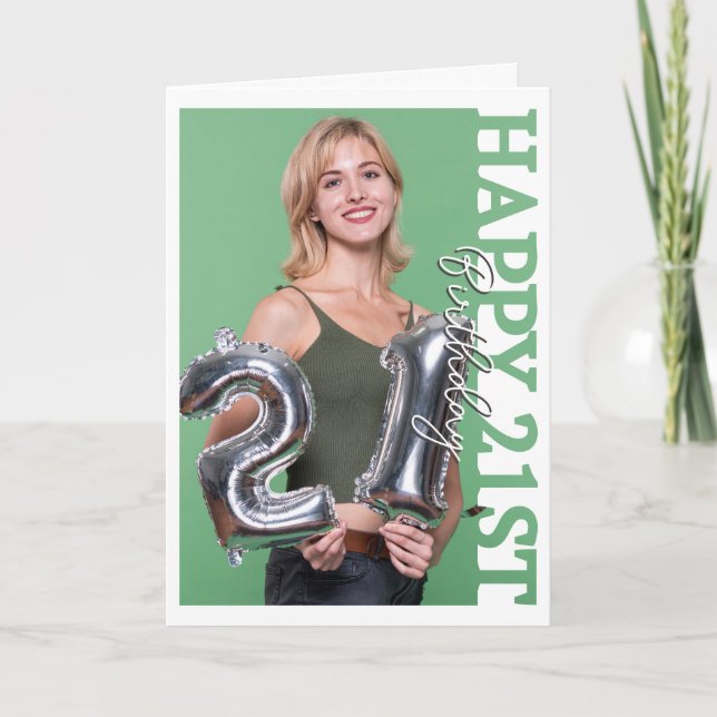 Cartão De Agradecimento 21st birthday Photo college Birthday Card (Frente)
