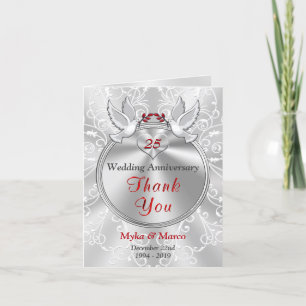 Cartão De Agradecimento 25 year Silver Anniversary Thank You Cards