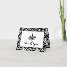 Cartão De Agradecimento 25th Anniversary Damask, Chandelier Thank You Card