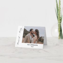 Cartão De Agradecimento 2 Feliz Fotográfica Casado Script Casado Natal