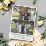 Cartão De Agradecimento 2 Foto Limpa Mais Tarde No Casamento De Vida Obrig<br><div class="desc">Cartões de agradecimentos de casamento de dois lados, com um lado impresso com uma colagem limpa de duas das suas fotos de casamento acima dos seus nomes, data de casamento e local em uma fonte moderna e limpa. O outro lado apresenta uma nota de agradecimento em linha onde você pode...</div>