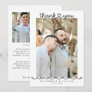 Cartão De Agradecimento 2 Fotografias Mensagem de Casamento Gay Personaliz