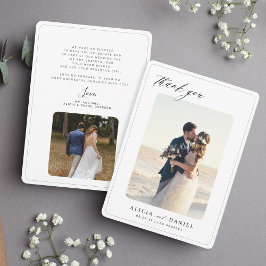Cartão De Agradecimento 2 fotos minimalistas e elegantes casamento de tipo