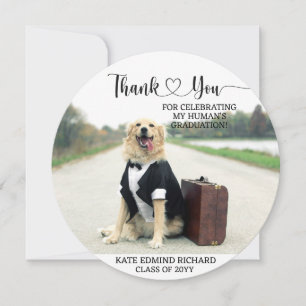 Cartão De Agradecimento 2 Graduação Personalizada de Cães com Script de Fo
