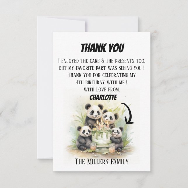 Cartão De Agradecimento 2 Pais e 2 Filhos - Aniversário da Família Aquarel (Frente)