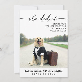 Cartão De Agradecimento 2 Photo Script Heart Dog Graduation  
