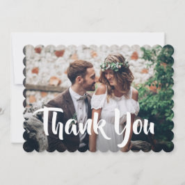 Cartão De Agradecimento 2 Photo Stylish Modern Script Elegant Wedding