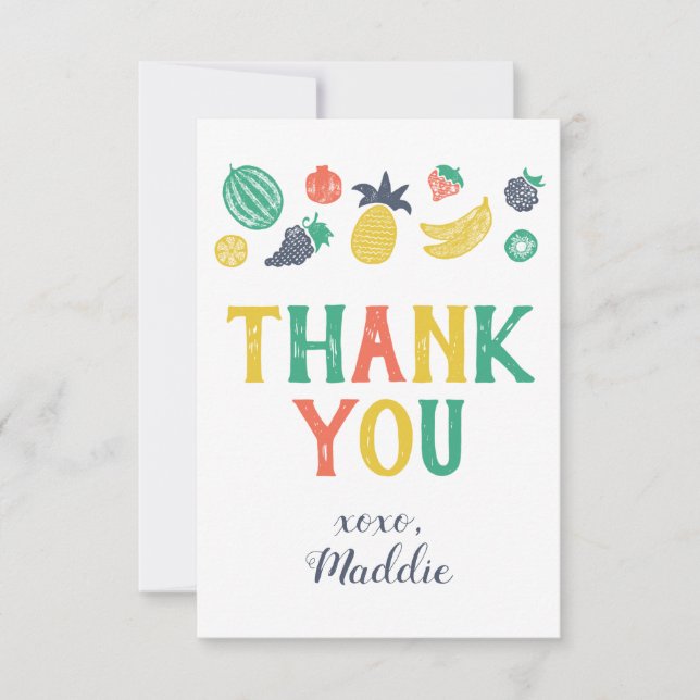 Cartão De Agradecimento 2-tti Fruiti Segundo Aniversário Obrigado (Frente)